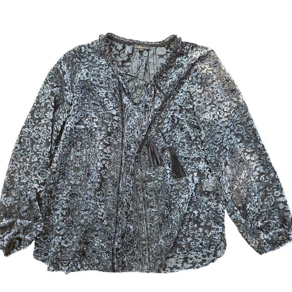 Dalia Womens Sheer Burnout Velvet Whimsigoth Boho Fairy Grunge Witchy L Tassels - Picture 1 of 12